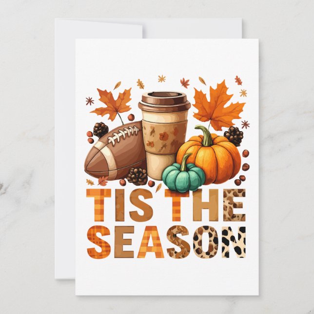 Invitation C'est la saison Herbstzeit avec football et café (Devant)