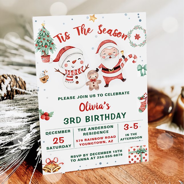 Invitation C'Est La Saison Noël Vacances Snowman Anniversaire (Créateur téléchargé)