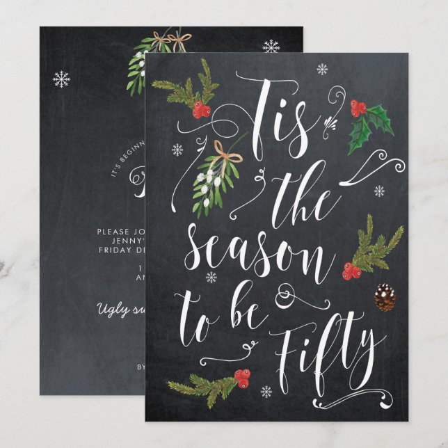 Invitation C'est la saison pour cinquante fêtes de Noël (Devant / Derrière)
