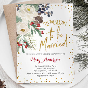 Invitation C'est la saison pour être marié Fleur de Noël