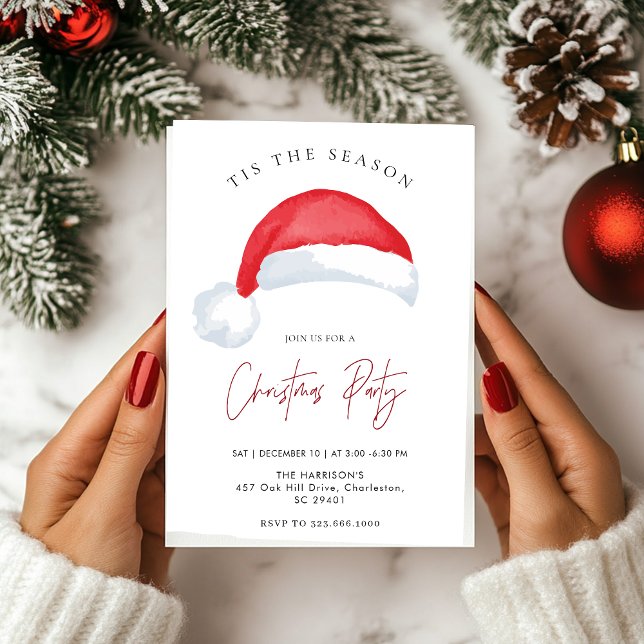 Invitation C'est la Season Bow avec Père Noël Holiday Invitat (Créateur téléchargé)