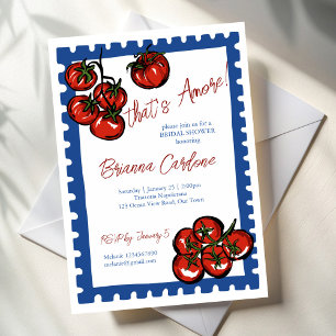 Invitation C'est l'amore tomate bleu douche de mariée italien