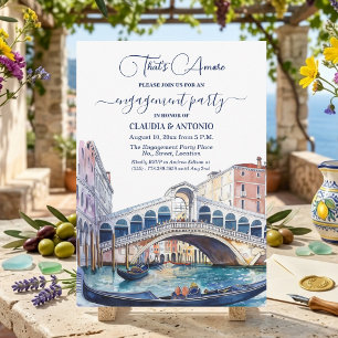 Invitation C'est l'Amour Aquarelle Venise Fête de Fiançailles