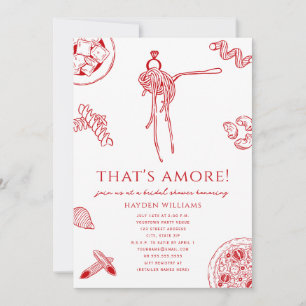 Invitation C'est l'Amour Mariage Italien Rouge Fête de Mariag