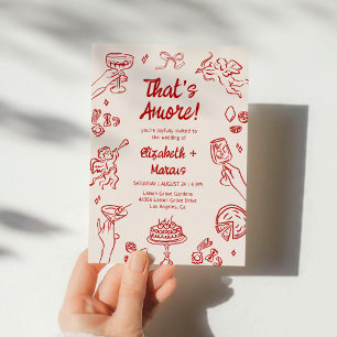 Invitation C'est l'amour! Mariage rouge italien