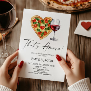Invitation C'est l'amour ! Pizza Vin Mariage Fiançailles Fête