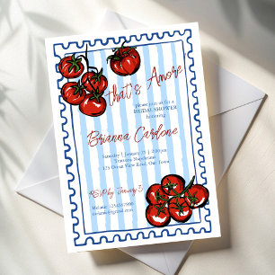 Invitation C'est l'amour tomate bleu mariage italien shower