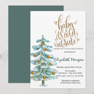 Invitation C'est le Baby shower d'Arbre à Pins à Eau Froide