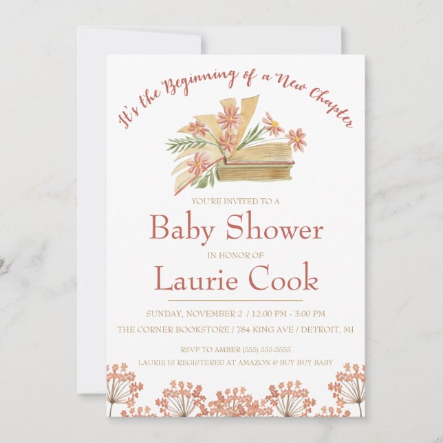 Invitation C'est le début d'un nouveau chapitre ! Baby shower (Devant)