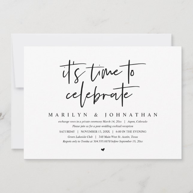 Invitation C'est le moment de célébrer, mariage intime fête I (Devant)