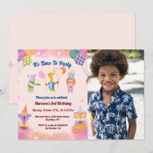 Invitation C'est l'heure de faire la fête, belle fête d'anniv