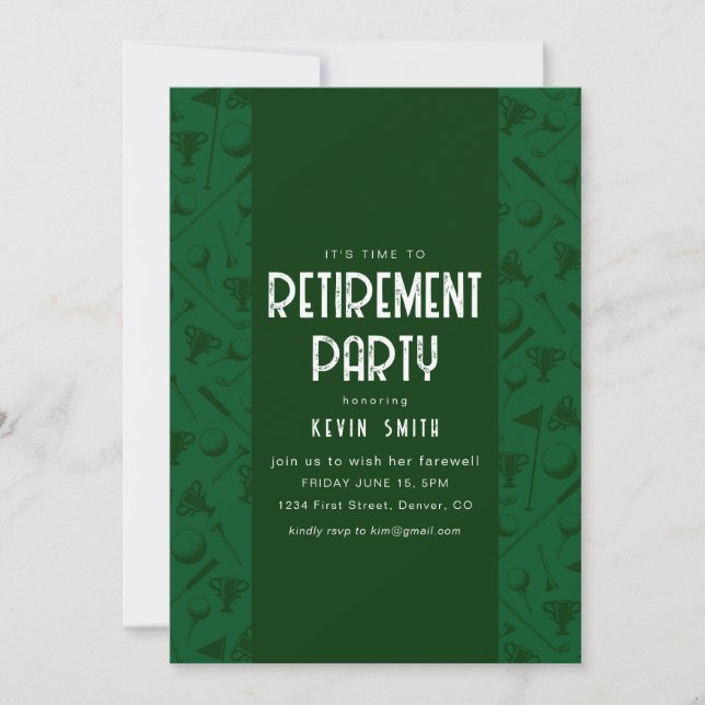 Invitation C'est l'heure de faire la fête Golf Thème Retraite (Devant)
