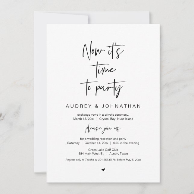 Invitation C'est l'heure de faire la fête, Noir, Fugue de mar (Devant)