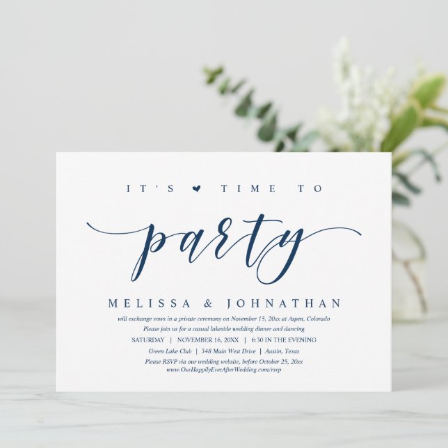 Invitation C'est l'heure de fêter la fête de l'Elopement Mari (Debout devant)