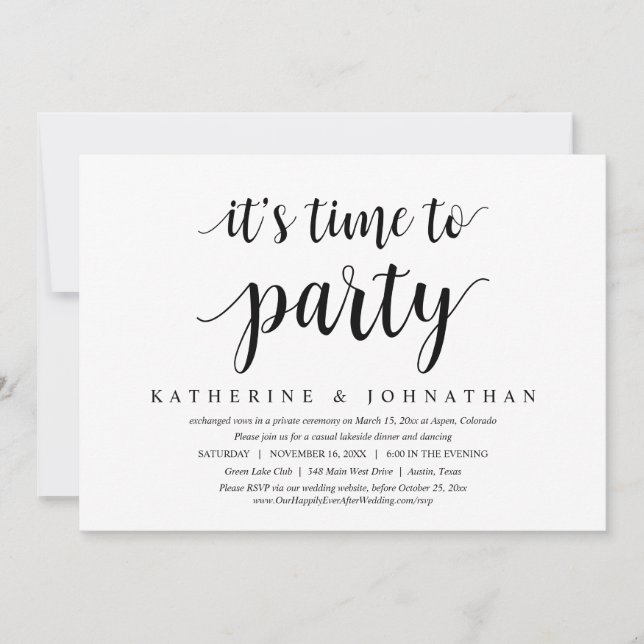 Invitation C'est l'heure de fêter la fête de l'Elopement Mari (Devant)