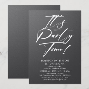 Invitation C'est l'heure de la fête 40e fête d'anniversaire S