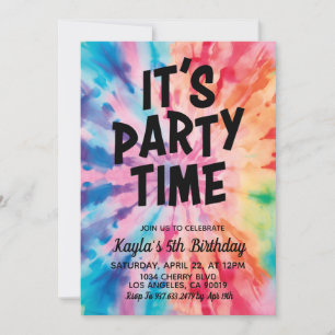 Invitation C'est l'heure de la fête Super Tie Dye Anniversair