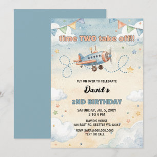 Invitation C'est L'heure De Voler Anniversaire D'avion