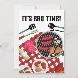 Invitation C'est l'heure du barbecue, le barbecue d'été