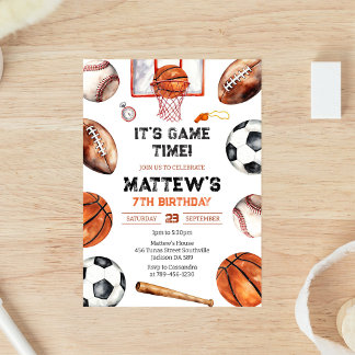 Invitation C'est l'heure du match Basket Sport Garçon Anniver