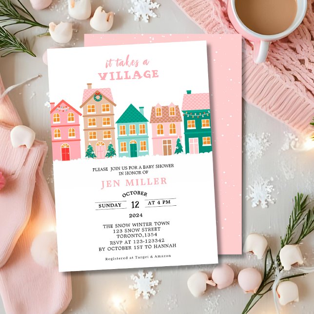 Invitation C'est l'histoire d'un village fête prénatale bébé  (Créateur téléchargé)