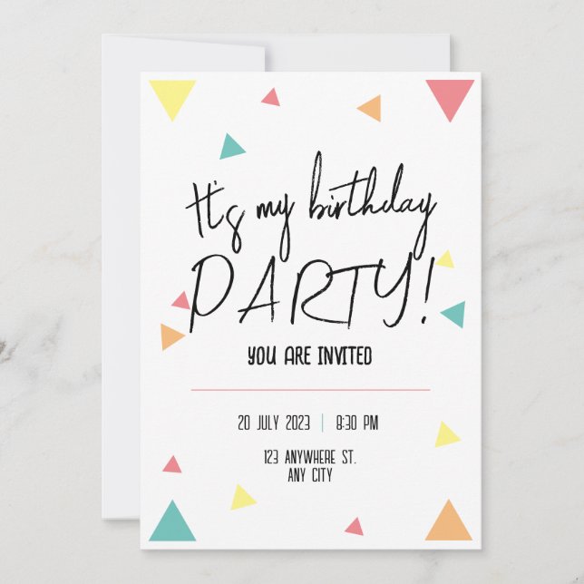 Invitation C'est ma fête d'anniversaire ! personnalisée (Devant)