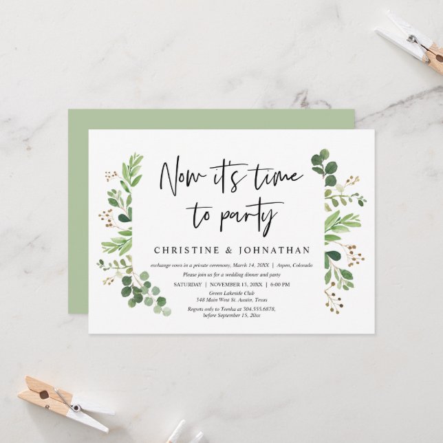 Invitation C'est maintenant temps de faire la fête, Fête de M (Devant/Arrière en situation)