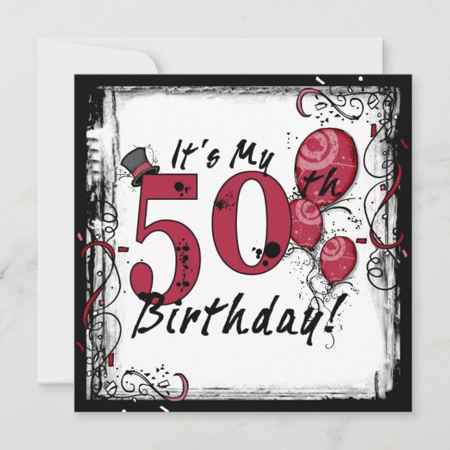 Invitation C'est mon 50e anniversaire d'invitation grunge (Devant)