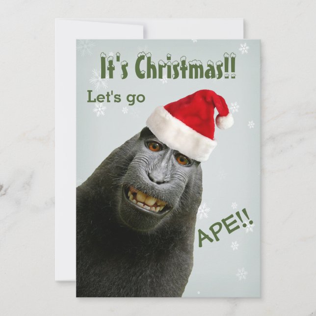 Invitation C'est Noël ! Allons faire du singe !! (Devant)