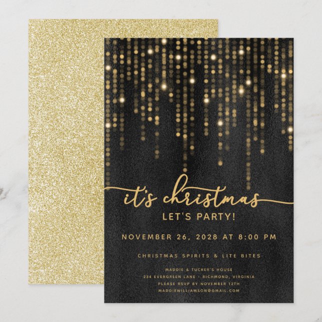 Invitation C'est Noël Faisons la fête des aurores Noël (Devant / Derrière)