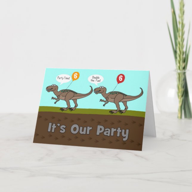 Invitation C'est notre fête Dinosaures Anniversaire Invitatio (Devant)
