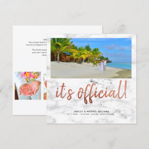 Invitation C'est officiel Copper 4 Photo Carré Mariage en mar