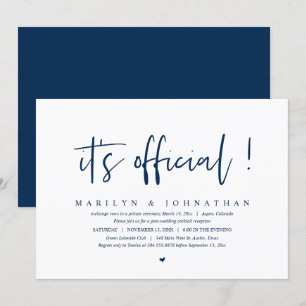 Invitation C'est officiel, dîner et fête d'élopement de maria