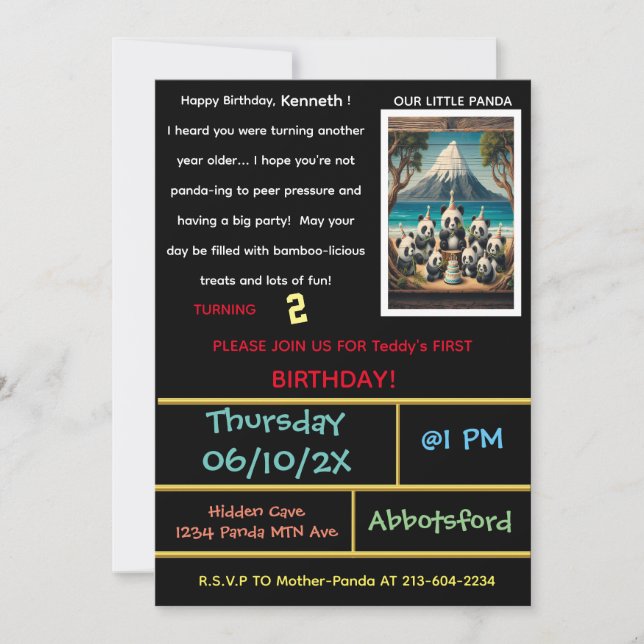 Invitation C'est parti pour cette fête du panda ! (Devant)