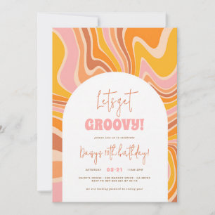 Invitation C'est parti pour être Groovy Fille à l'arche rose