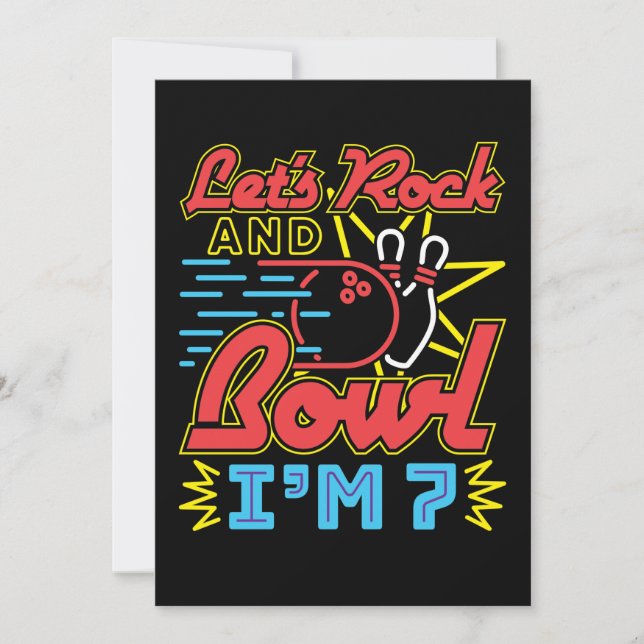 Invitation C'est parti pour jouer au bowling, j'ai 7 ans (Devant)