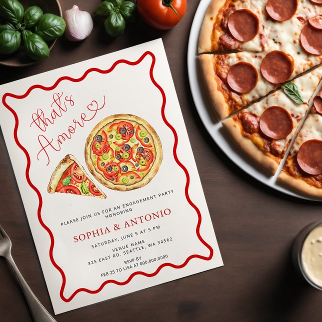 Invitation C'est plus Italie Pizza Engagement Party (Thats Amore Italian Pizza Engagement Party Invitation)