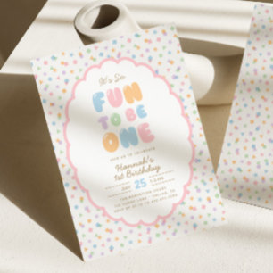 Invitation C'est si amusant d'avoir un an Pastel Confetti 1er