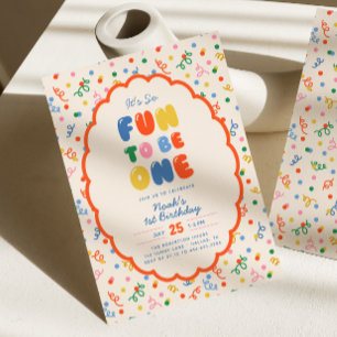 Invitation C'est si amusant d'être   Confettis ludiques pour 