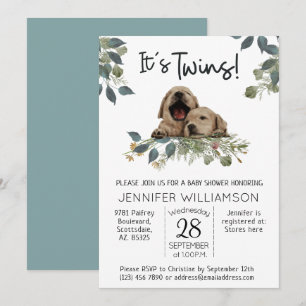 Invitation C'est Twins ! Baby shower de chien