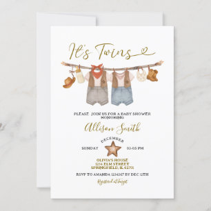 Invitation C'est Twins Western Cowboy Baby shower