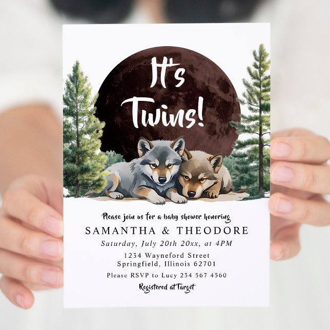 Invitation C'est Twins Wolf Bienvenue au Baby shower Pack (Créateur téléchargé)
