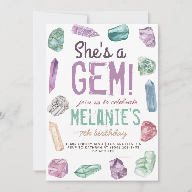 Invitation C'est un anniversaire de Gem Geology Rock (Devant)