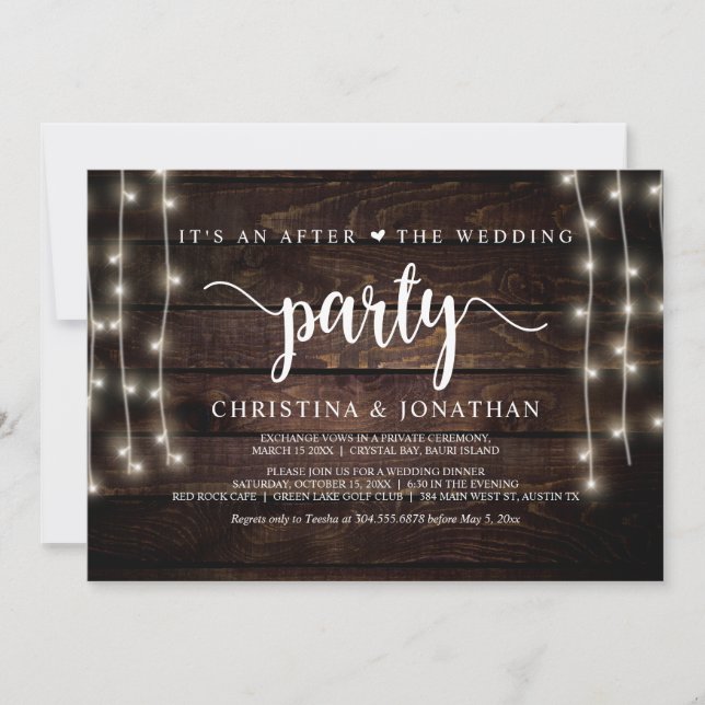 Invitation C'est un après le mariage, Rustic Elopement (Devant)