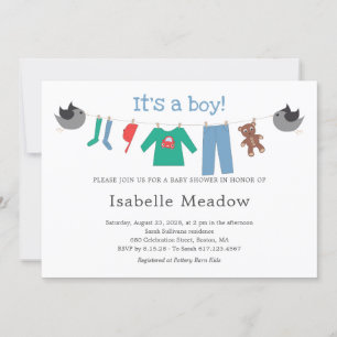 Invitation C'est un Baby shower à linge