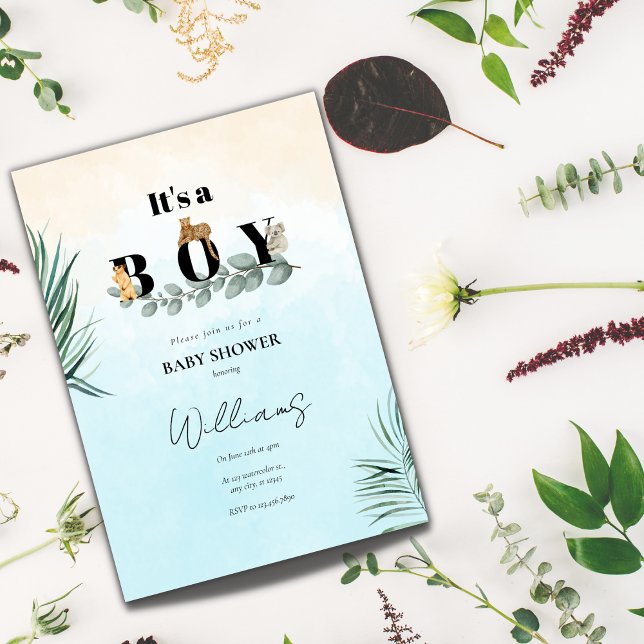 Invitation C'est un baby shower animal safari garçon (Créateur téléchargé)