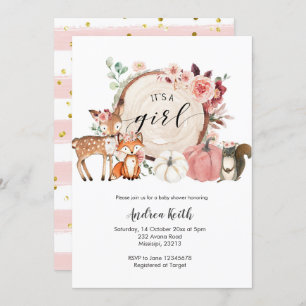 Invitation c'est un baby shower citrouille de bois fille