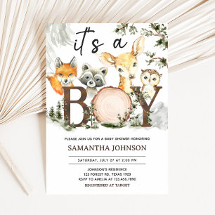 Invitation C'est un Baby shower d'animaux boisés