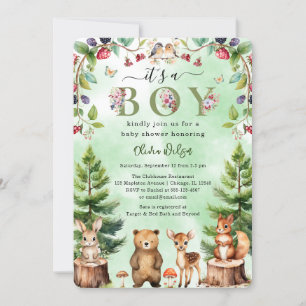 Invitation C'est un Baby shower d'animaux boisés