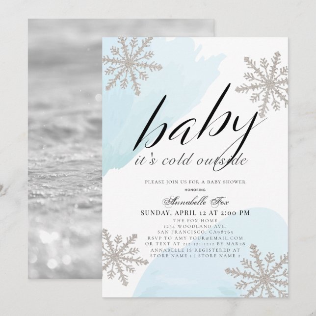 Invitation C'est un Baby shower d'aquarelle bleu extérieur fr (Devant / Derrière)